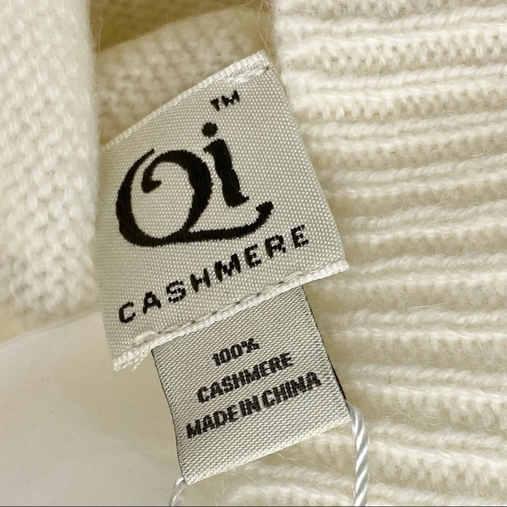 Quinn Cream Grey Pearl Trim Cashmere Beanie
